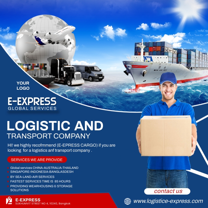 Logistical Posts Logistic and transport company cargo service Template | PosterMyWall