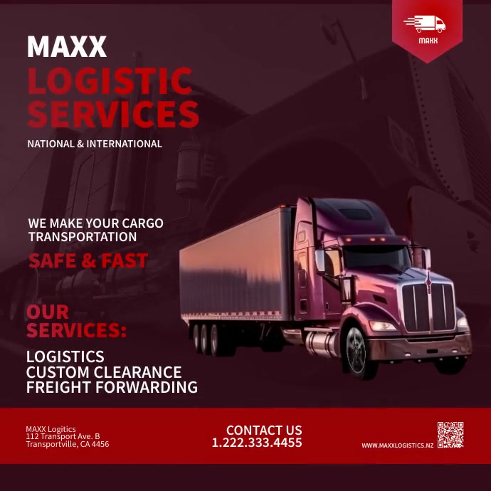 Logistic Services Social Media Ad Template | PosterMyWall