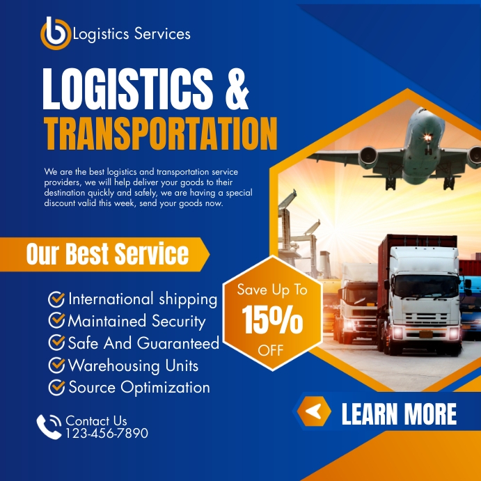 LOGISTICS & transportation AGENCY TEMPLATE | PosterMyWall