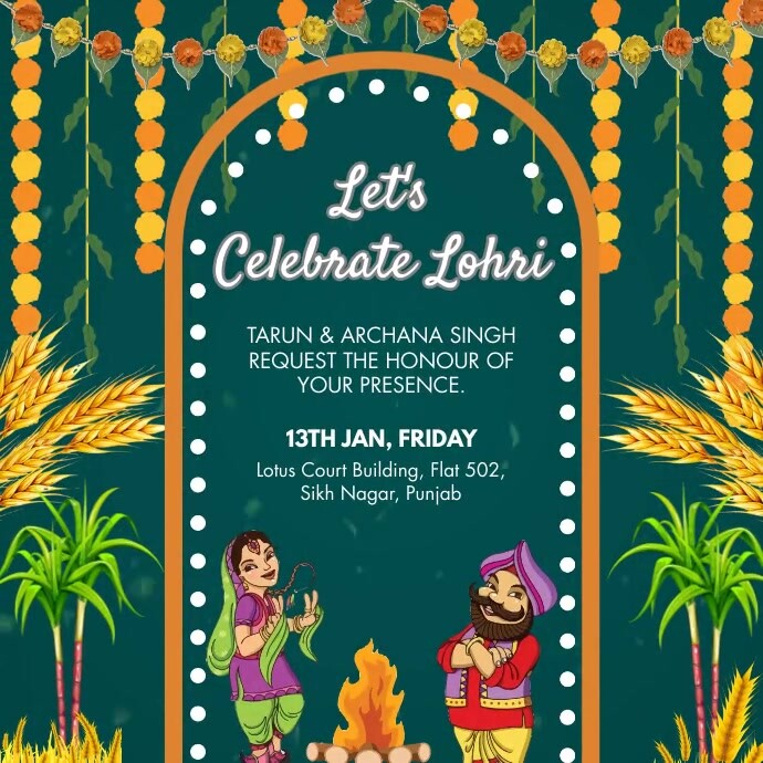 Copy of Lohri Celebration Invitation Card Template PosterMyWall