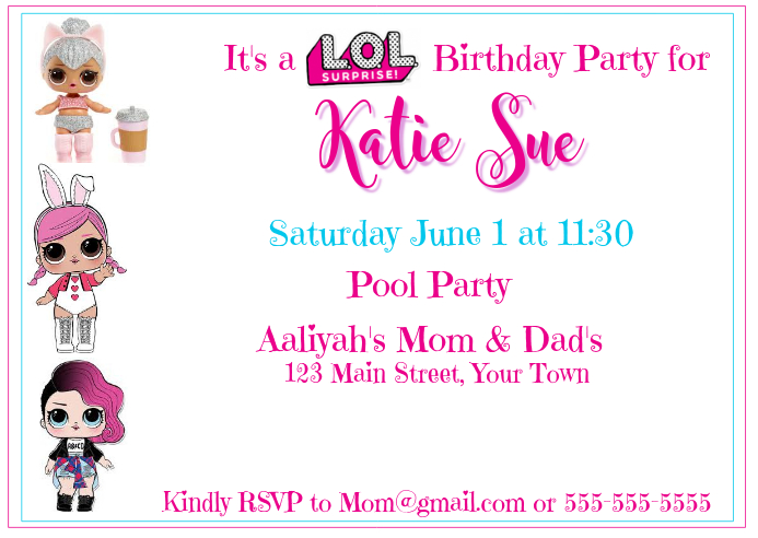 Lol Surprise Invitation Template Postermywall