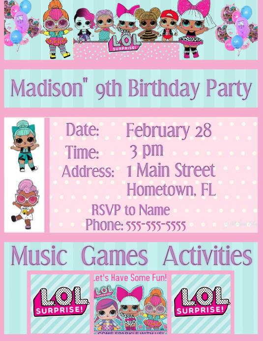 Lol Surprise Invitation Template Postermywall