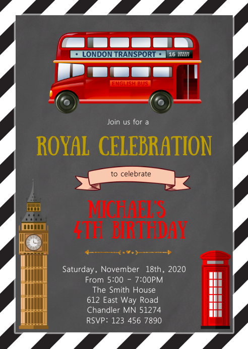 London Birthday Party Invitation Template Postermywall