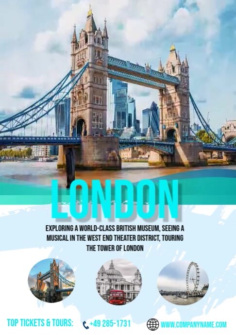 London Flyer Examples LONDON TOUR AND TRAVEL Template | PosterMyWall