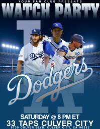 Los Angeles Dodgers Baseball Watch Party Flyer (us Letter) template