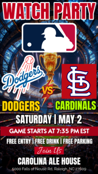 Los Angeles Dodgers Vs St Louis Cardinals MLB 2026 Watch Party Instagram Story Template