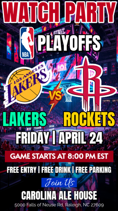 Plantilla de Los Angeles Lakers Vs Houston Rockets NBA Playoffs 2026 ...