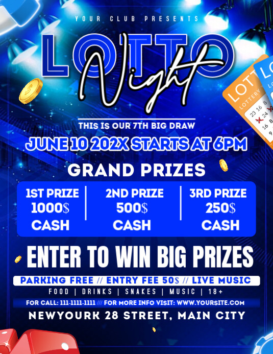 LOTTO NIGHT | LOTTO GAME | LOTTO POSTER Pamflet (VSA Brief) template