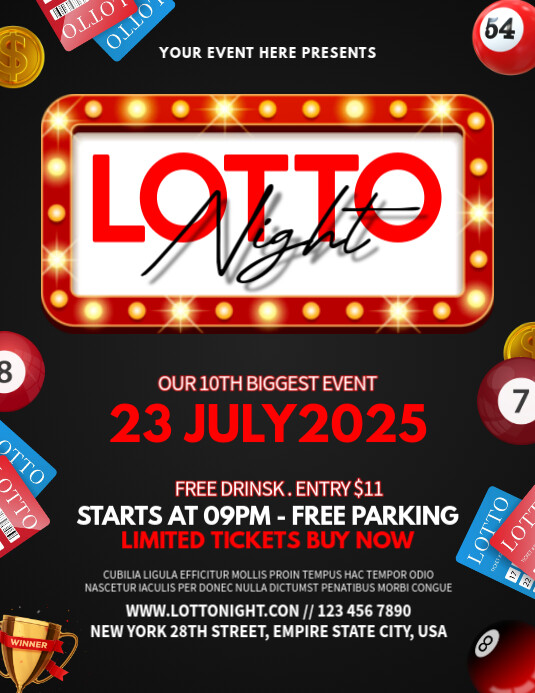 Lotto Night Flyer (US Letter) template