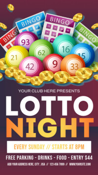 Lotto night party flyer template Instagram Story