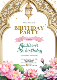 Lotus and lantern invitation A6 template