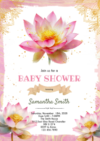Lotus theme party invitation A6 template