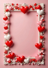 Love and Pink Valentine picture frame A4 template