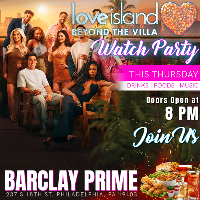 Love Island Beyond The Villa Watch Party Instagram Post Template