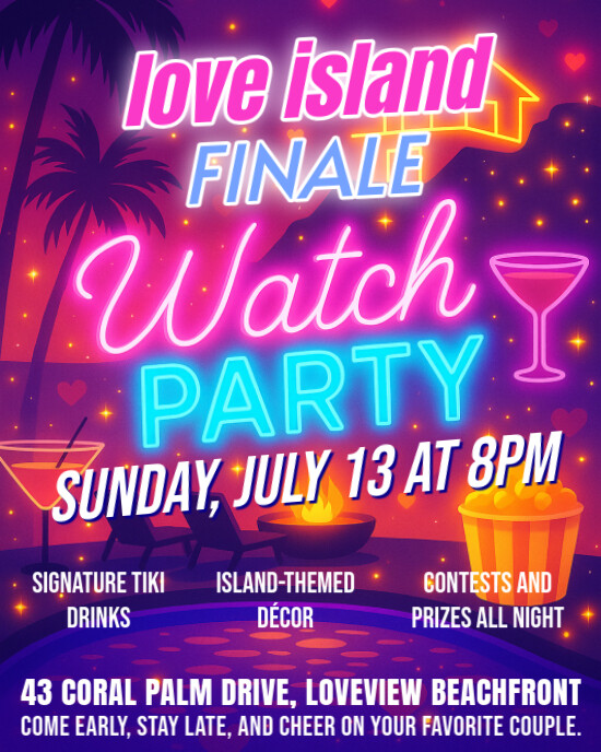 Love island final watch party Instagram Portrait template