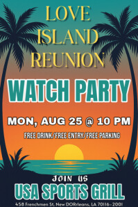 Love Island Reunion Watch Party Poster template
