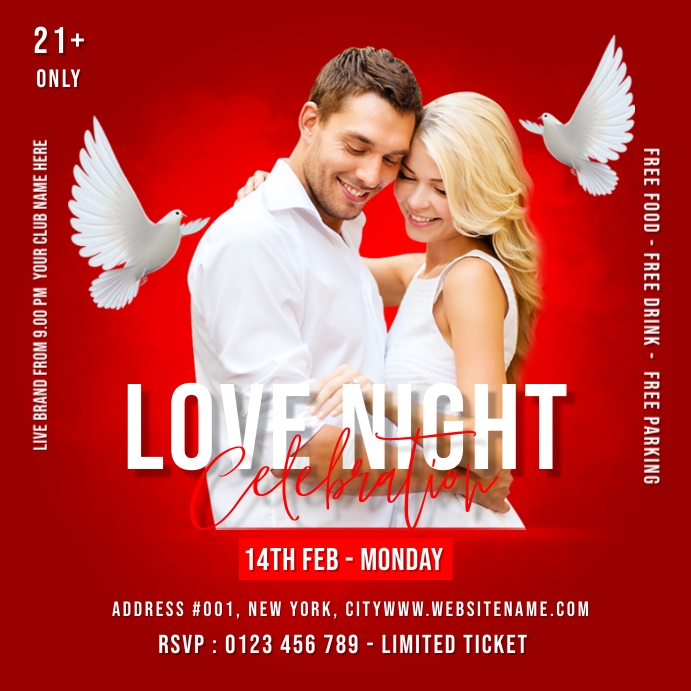 Love Night Celebration Party Instagram Post template