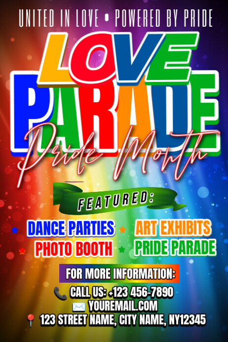 Love Parade – Celebrate Pride Month in Full Color Cartaz template