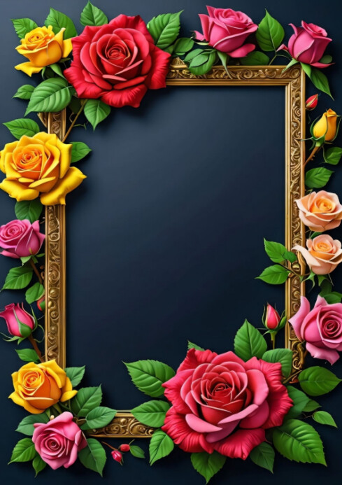 Love Rose and Floral Rose frame template | PosterMyWall