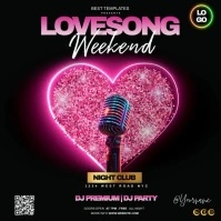 love songs karaoke night party ad Carré (1:1) template