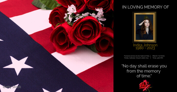 Loving memory, army, military, funeral, celebration life, obituary Copertina evento Facebook template