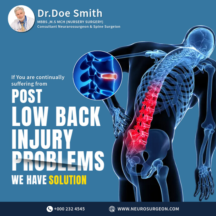 Advertising Back Injuries Low Back Injury Pain Template | PosterMyWall