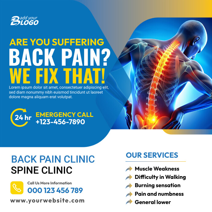 Advertising Back Injuries Lower back pain Ad Template | PosterMyWall