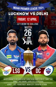 LSG vs DC ipl match Poster Template Tabloid
