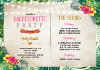 Luau Bachelorette itinerary invitation A6 template