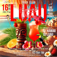 Luau Hawaiian Party Instagram Post template