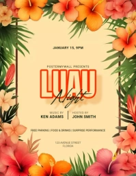 Luau night event flyer template