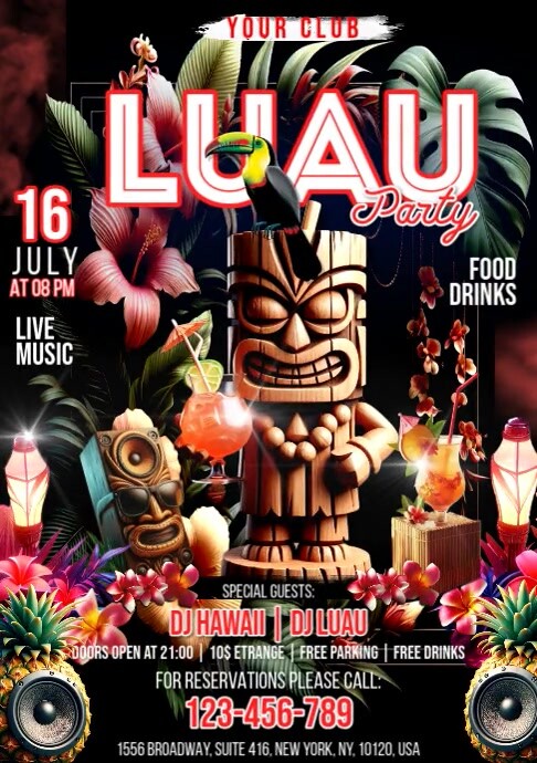 Luau Party A2 Template | PosterMyWall