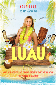 Luau Party Transparent 4 stopy × 6 stóp template