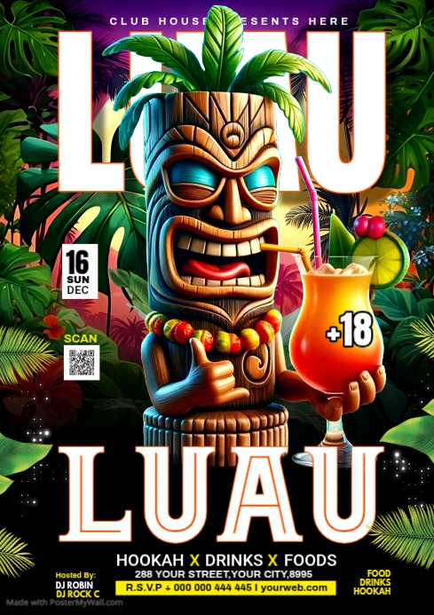 LUAU PARTY Template | PosterMyWall