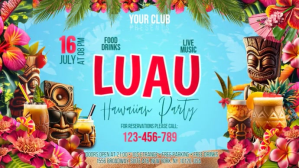 Luau Party Digital Display template