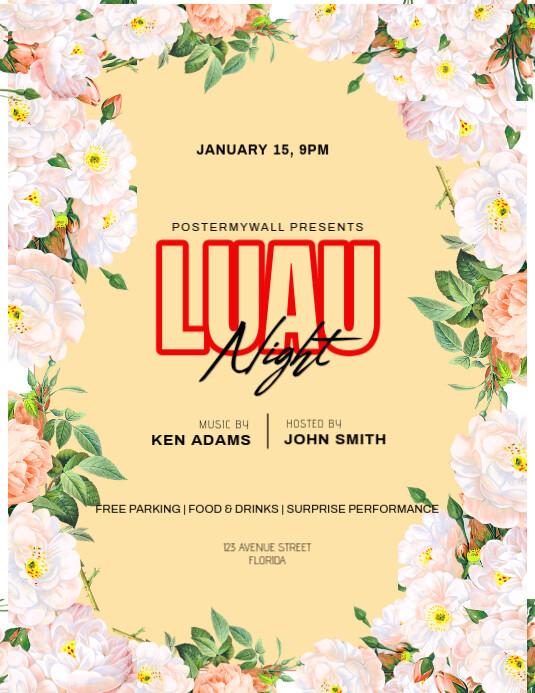 Luau party flyer template Pamflet (VSA Brief)