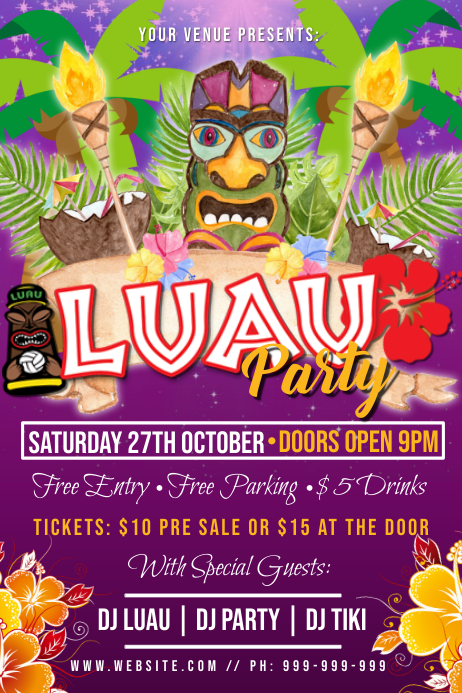 Luau Party Poster Template | PosterMyWall