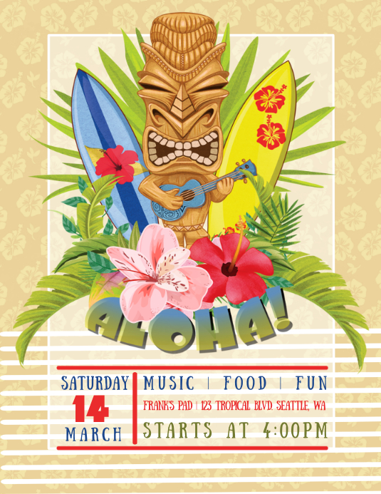 Luau Tiki Party Flyer Template PosterMyWall