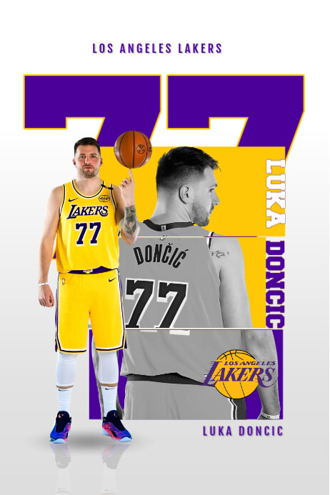 Copy of Luca Doncic Lakers Basketball Poster | PosterMyWall