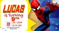 Lucas is Turning 9th Spiderman Theme Facebook Shared Image template