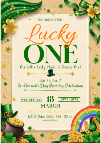 Lucky One First Birthday Celebration A4 template