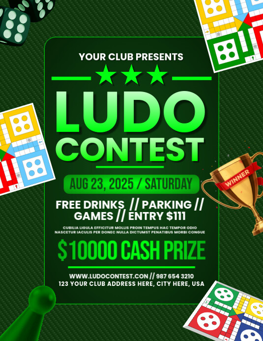 Ludo Contest Flyer (US Letter) template