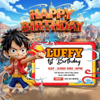 Luffy Pirate Adventure Birthday Square (1:1) template