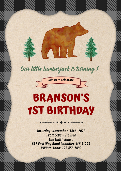 Modele Invitation Anniversaire Ours Bucheron Postermywall Modele Invitation Anniversaire Ours Bucheron Postermywall