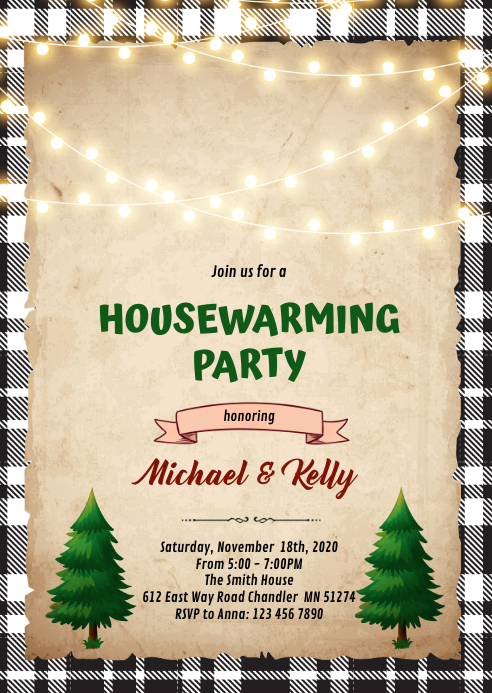 Lumberjack theme invitation A6 template