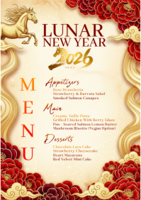 Lunar New Year 2026 Menu A4 template