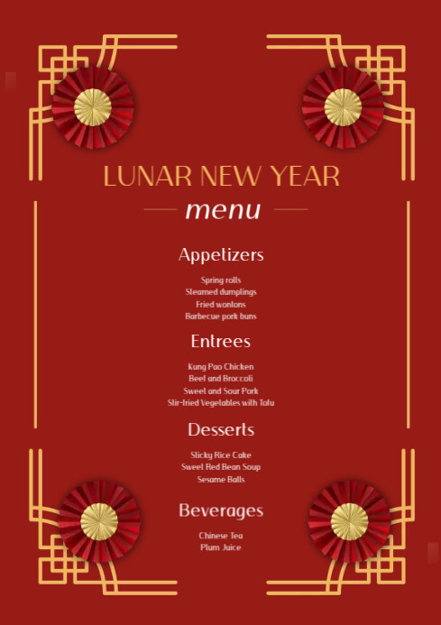 Lunar New Year Menu Template | PosterMyWall