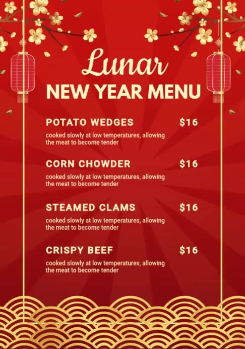 Lunar New Year Menu A5 template
