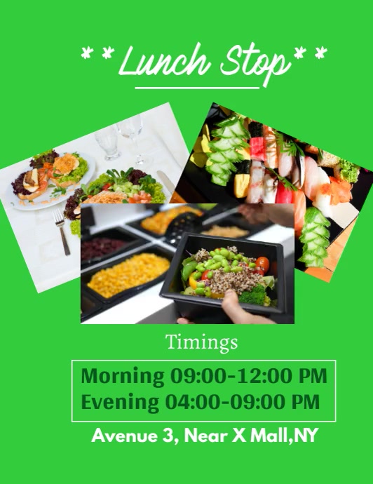 Lunch Menu Video Flyer Folder (US Letter) template