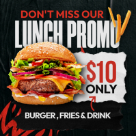 Lunch Promo Burger Combo - Urban Street Food Special Offer Square Flyer Instagram Post template